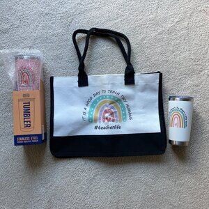 Teacher Tote and Two Insulated Teacher Cups